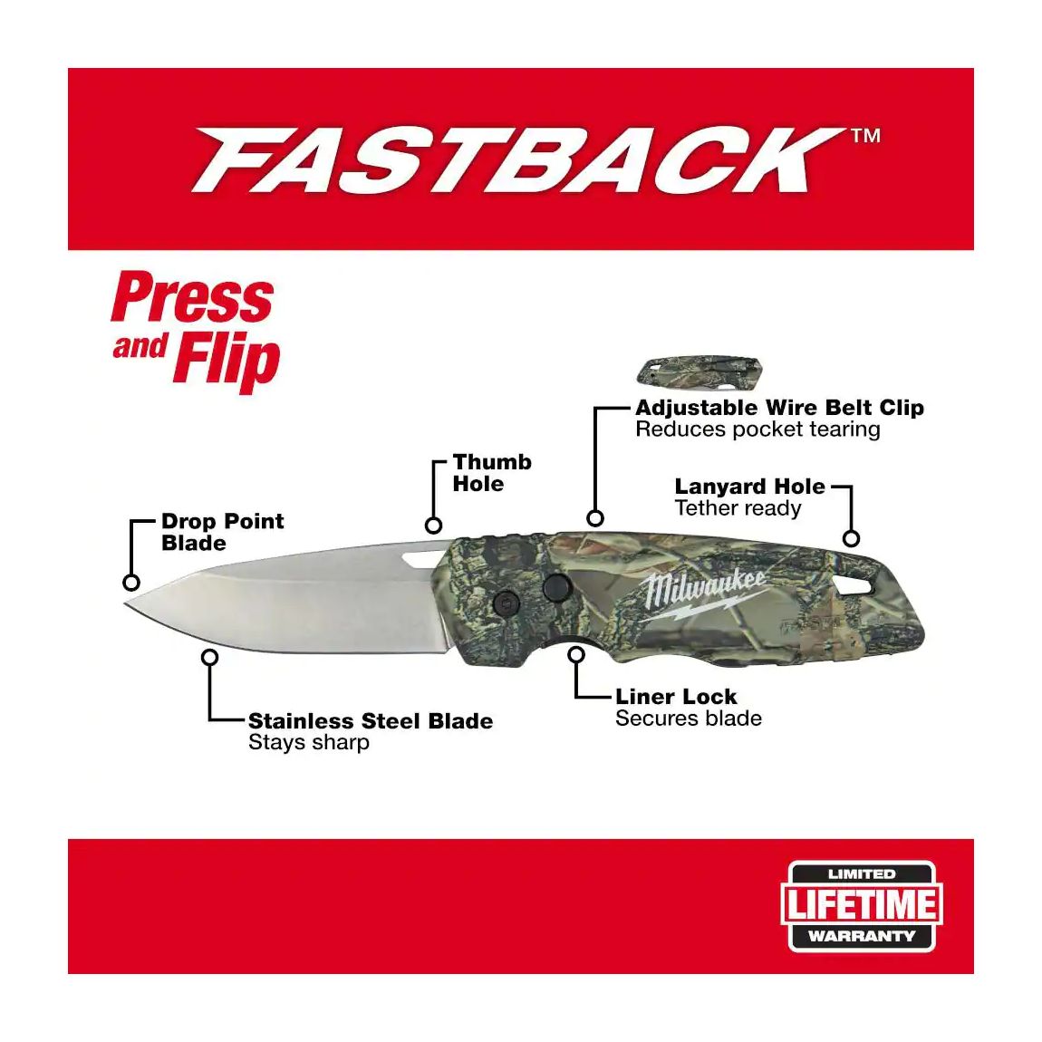 48-22-1524 - Fastback Camo Folding Knife