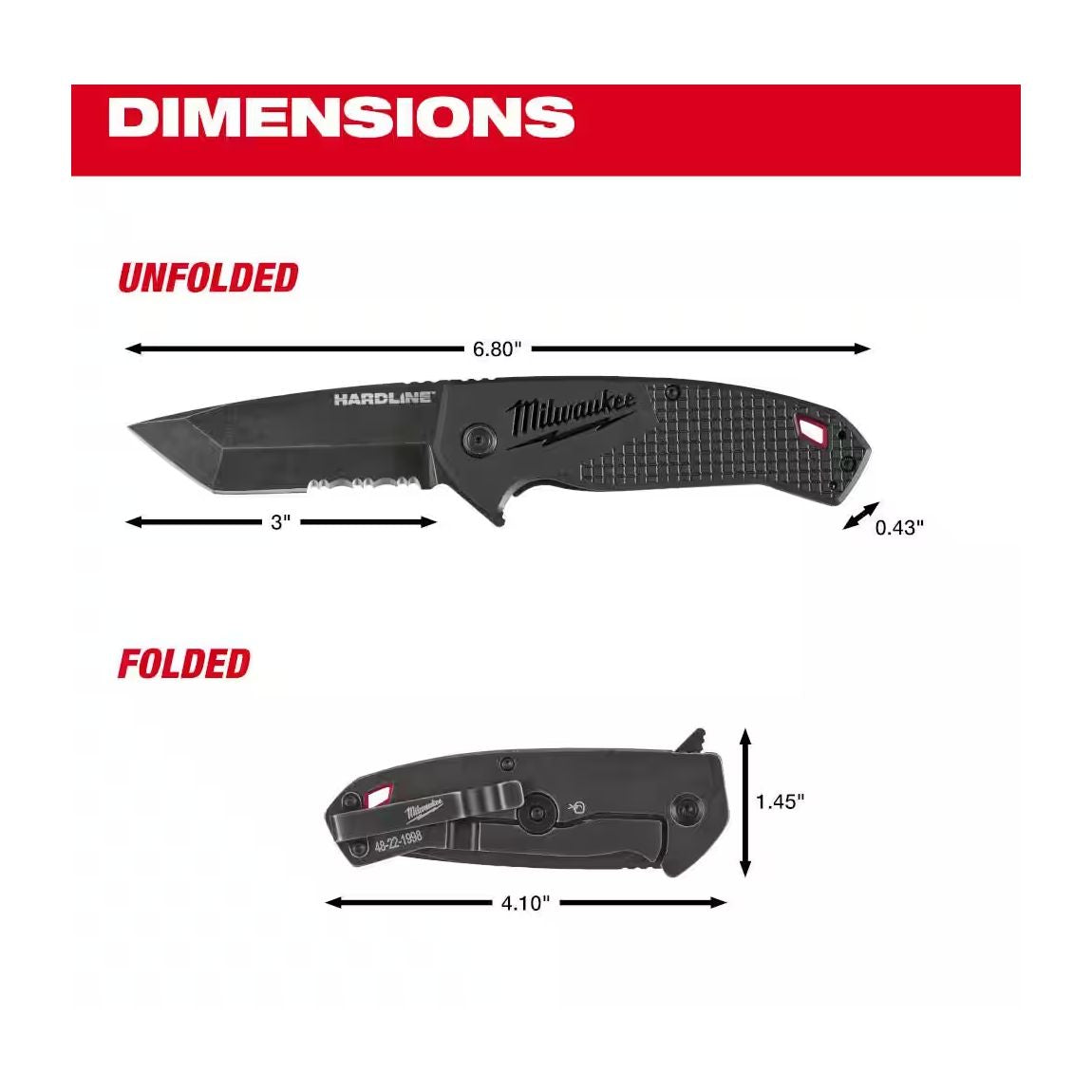 48-22-1998 - 3” HARDLINE Serrated Blade Pocket Knife