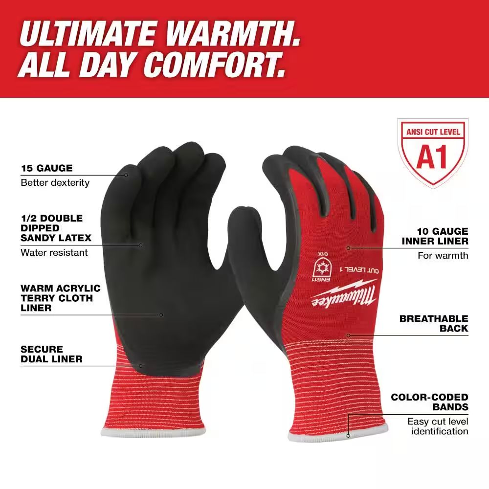 Cut Level 1 Winter Insulated Gloves