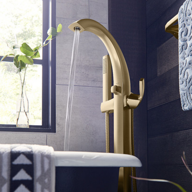 Moen 695BG -Voss Brushed gold One-Handle Tub Filler including Handheld Shower - Brushed Gold