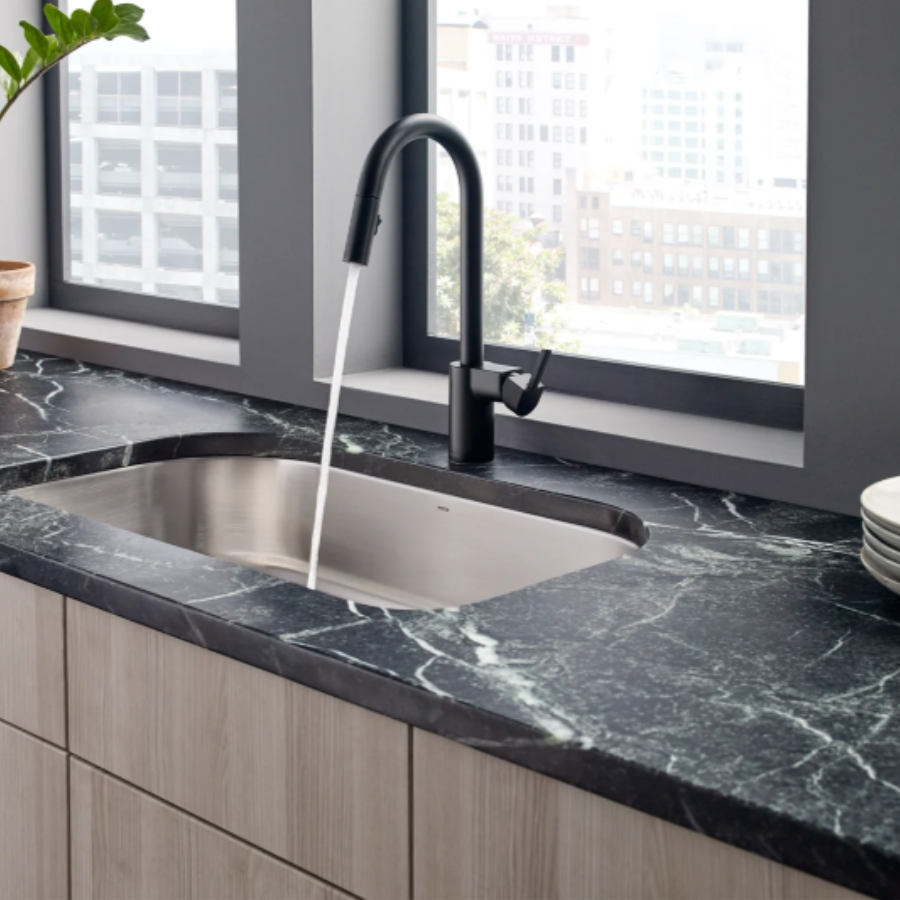 7565BLS - Align One-Handle High Arc Pulldown Kitchen Faucet - Black Stainless