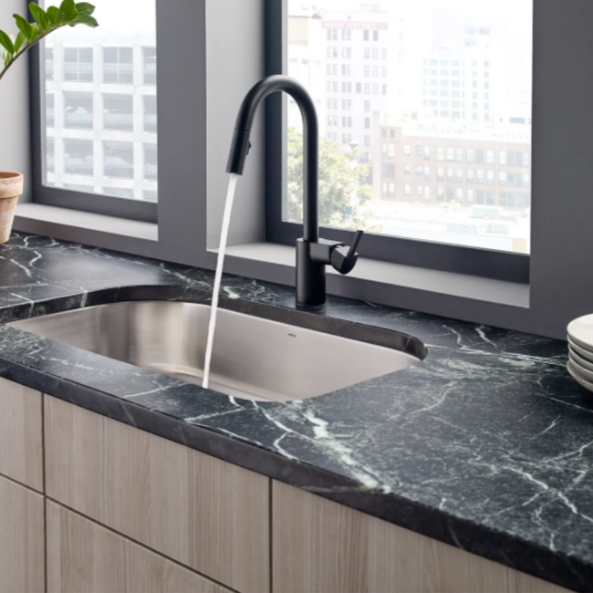 7565BLS - Align One-Handle High Arc Pulldown Kitchen Faucet - Black Stainless