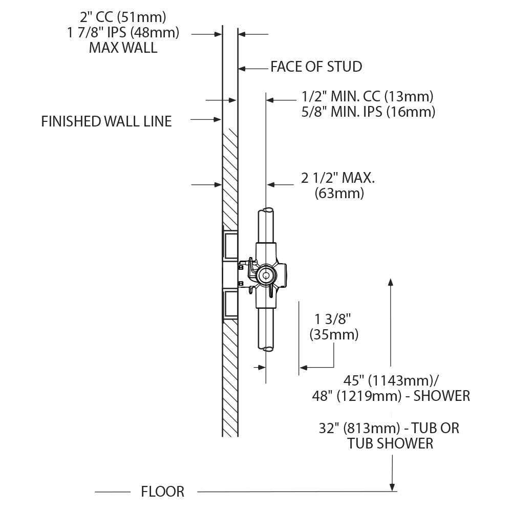 2510 - M-Pact Posi-Temp Pressure Balancing Rough-in Valve - 1/2" IPS