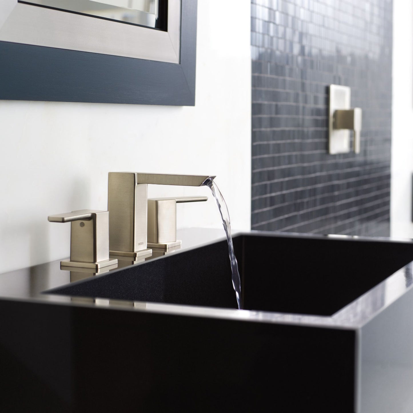 90 Degree Two-Handle Low Arc Bathroom Faucet - Trim Only