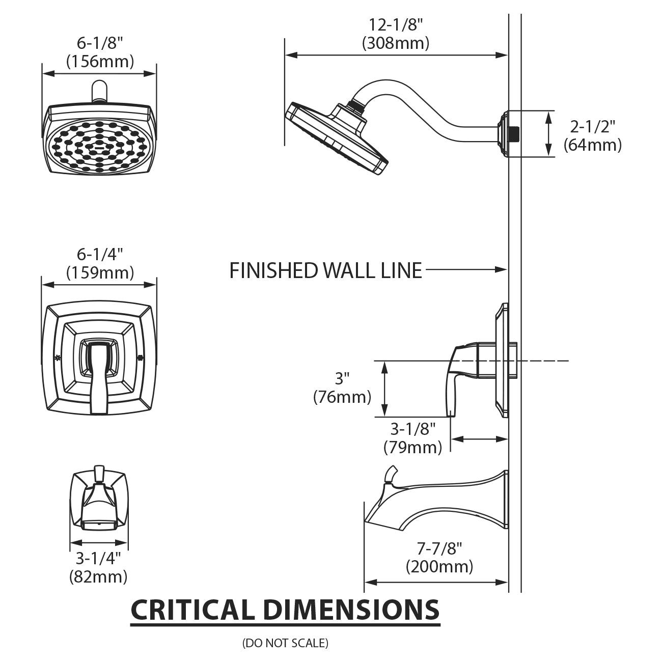 UT3692EP - Voss Single Function Pressure M-CORE 3-Series Shower Only Trim
