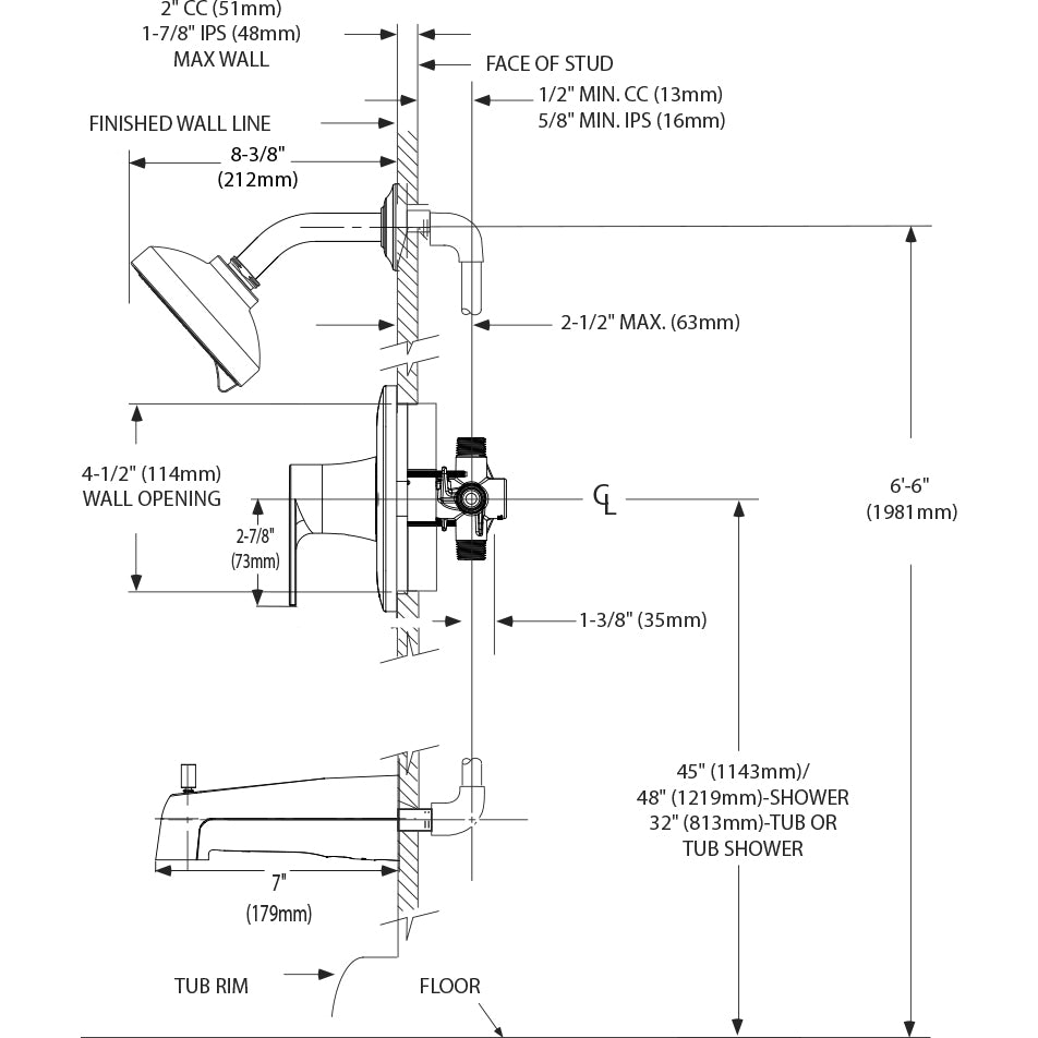 T2473EP - Genta LX Posi-Temp Eco-Performance Tub and Shower Trim