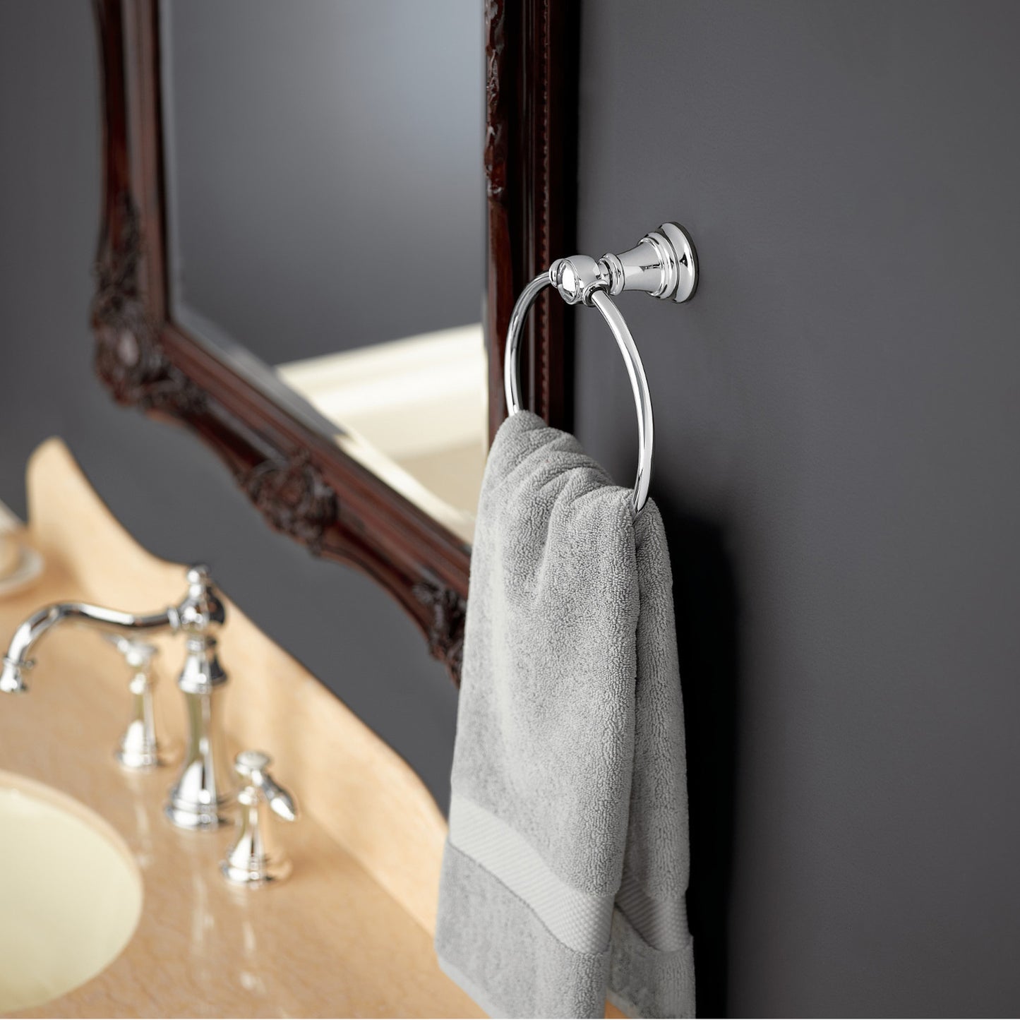 YB8486NL - Weymouth 6-1/2" Round Closed Towel Ring - Polished Nickel