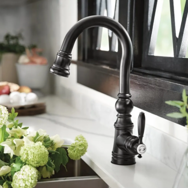 S73004ORB -Weymouth One-Handle High Arc Pulldown Kitchen Faucet - Oil Rubbed Bronze