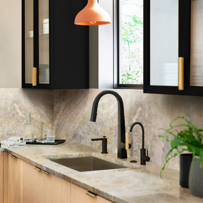 S5530BL -Sip Modern Chrome One-Handle High Arc Beverage Faucet - Matte Black