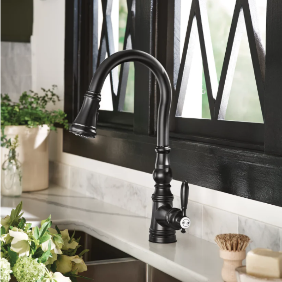 S73004BL - Weymouth One-Handle High Arc Pulldown Kitchen Faucet - Matte Black