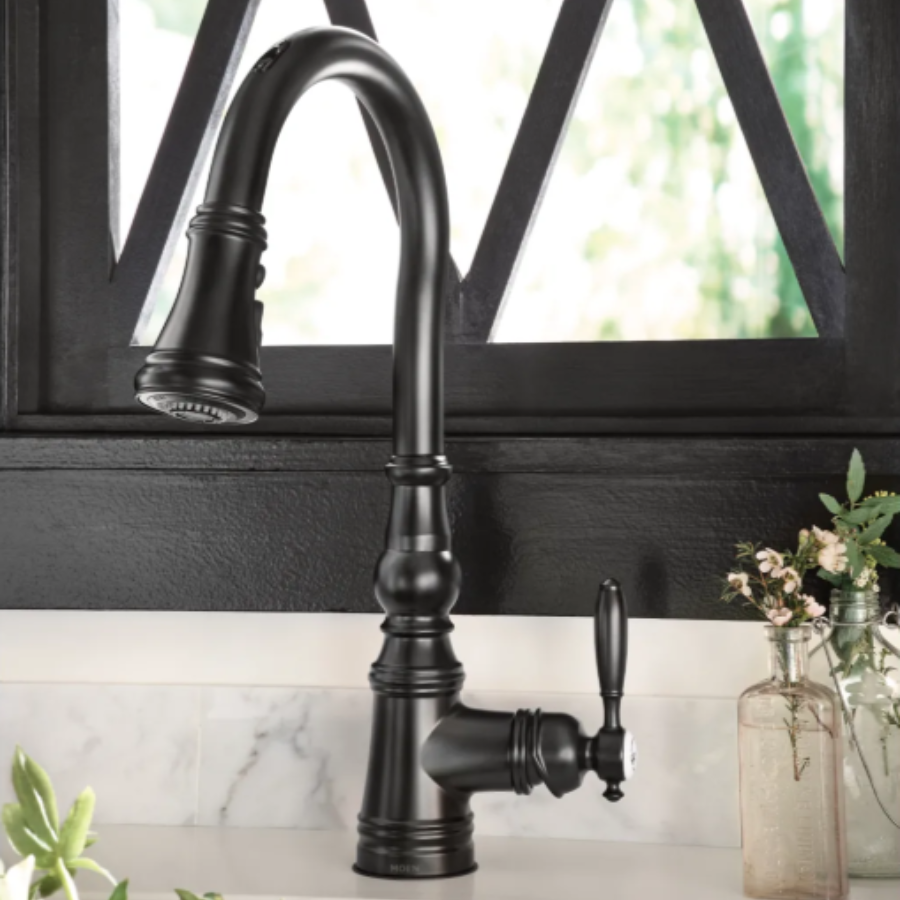 S73004ORB -Weymouth One-Handle High Arc Pulldown Kitchen Faucet - Oil Rubbed Bronze