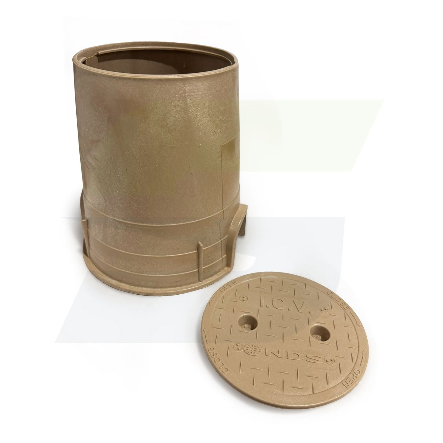 NDS 107BC SAND - 6" Round Tan Box with Tan Overlapping Cover - ICV