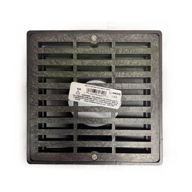 640 - 6" x 6" Square Grate with Low Profile Pipe Adapter Drain - Black