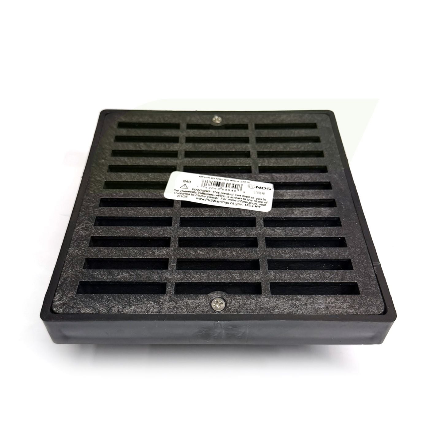 640 - 6" x 6" Square Grate with Low Profile Pipe Adapter Drain - Black