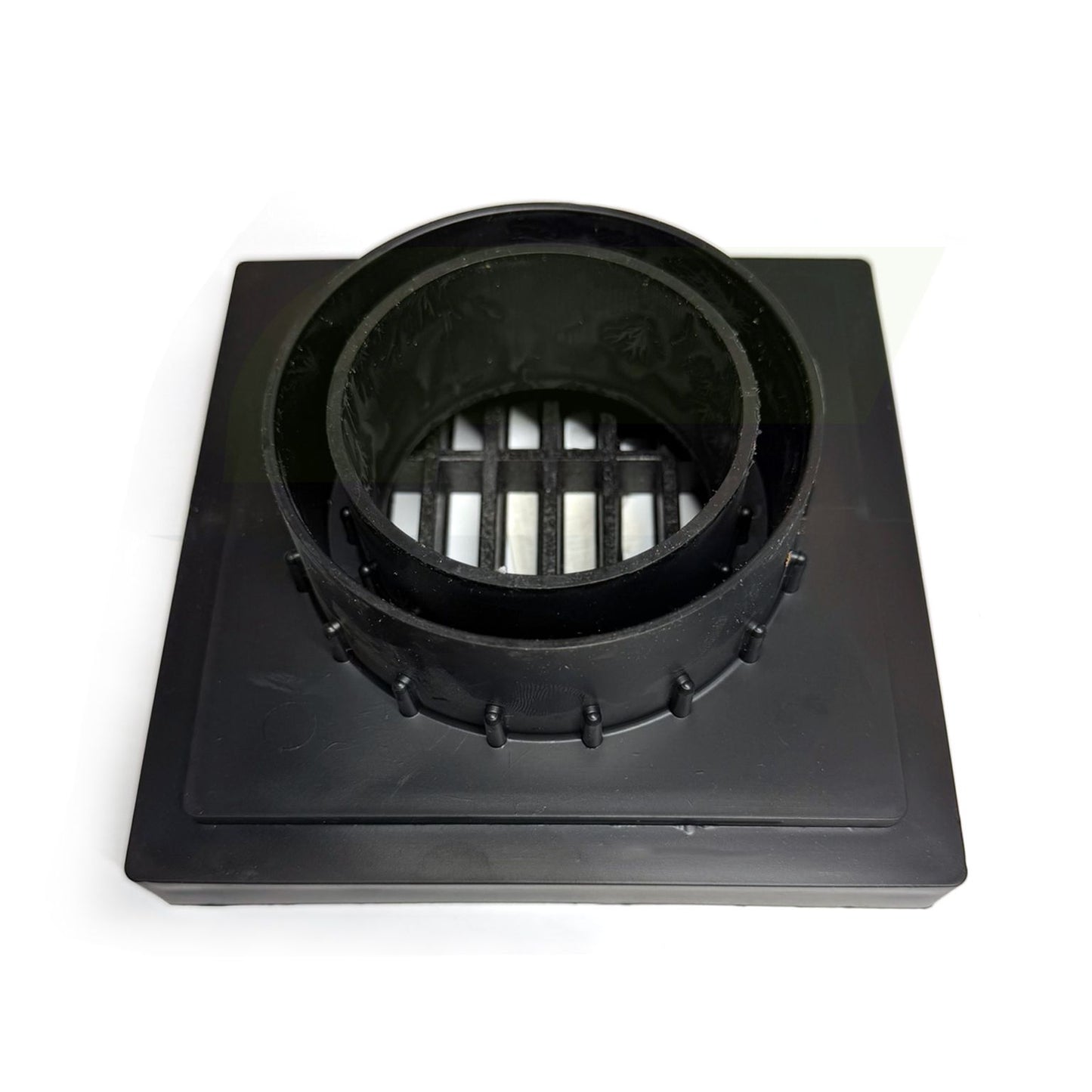 640 - 6" x 6" Square Grate with Low Profile Pipe Adapter Drain - Black