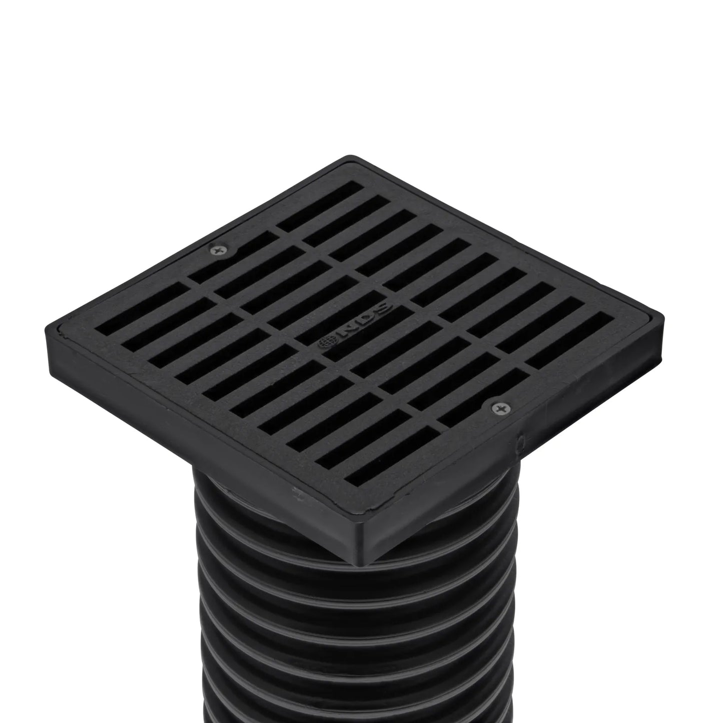 640 - 6" x 6" Square Grate with Low Profile Pipe Adapter Drain - Black
