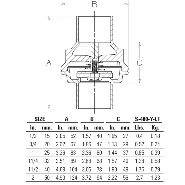 NJ7Q2X6 - Lead Free Bronze Check Valve - Sweat - 1/2"