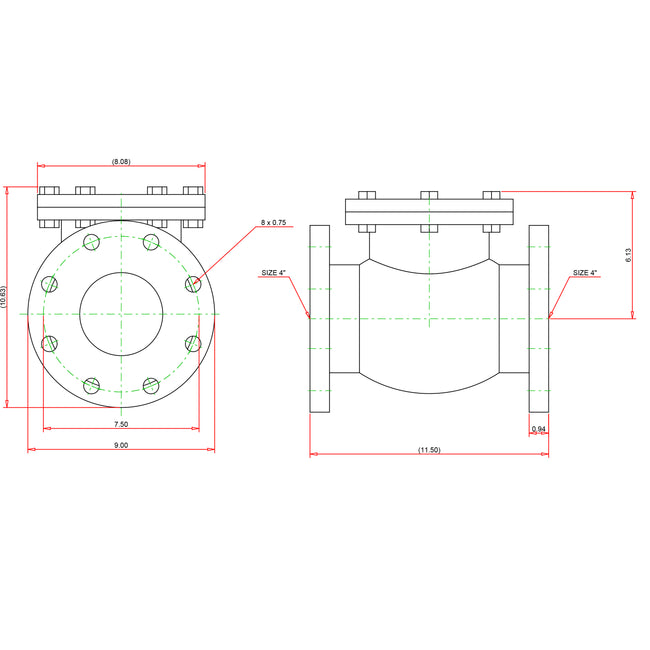 NHE300H - Flanged Cast Iron Check Valve - 4"