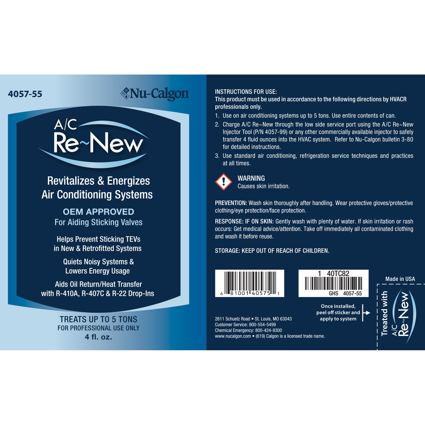 4057-55 - A/C Re-New Revitalizes & Energizes Air Conditioning Systems - 4 oz