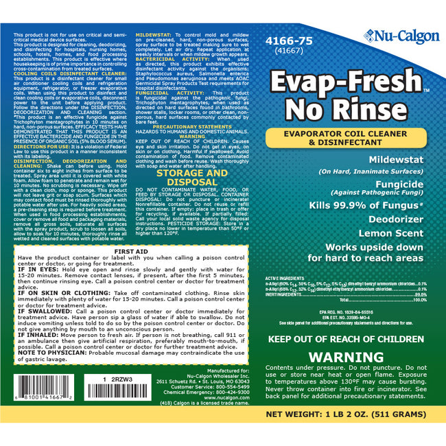 4166-75 - Evap-Fresh No Rinse Evaporator Coil Cleaner & Disinfectant - 18 oz