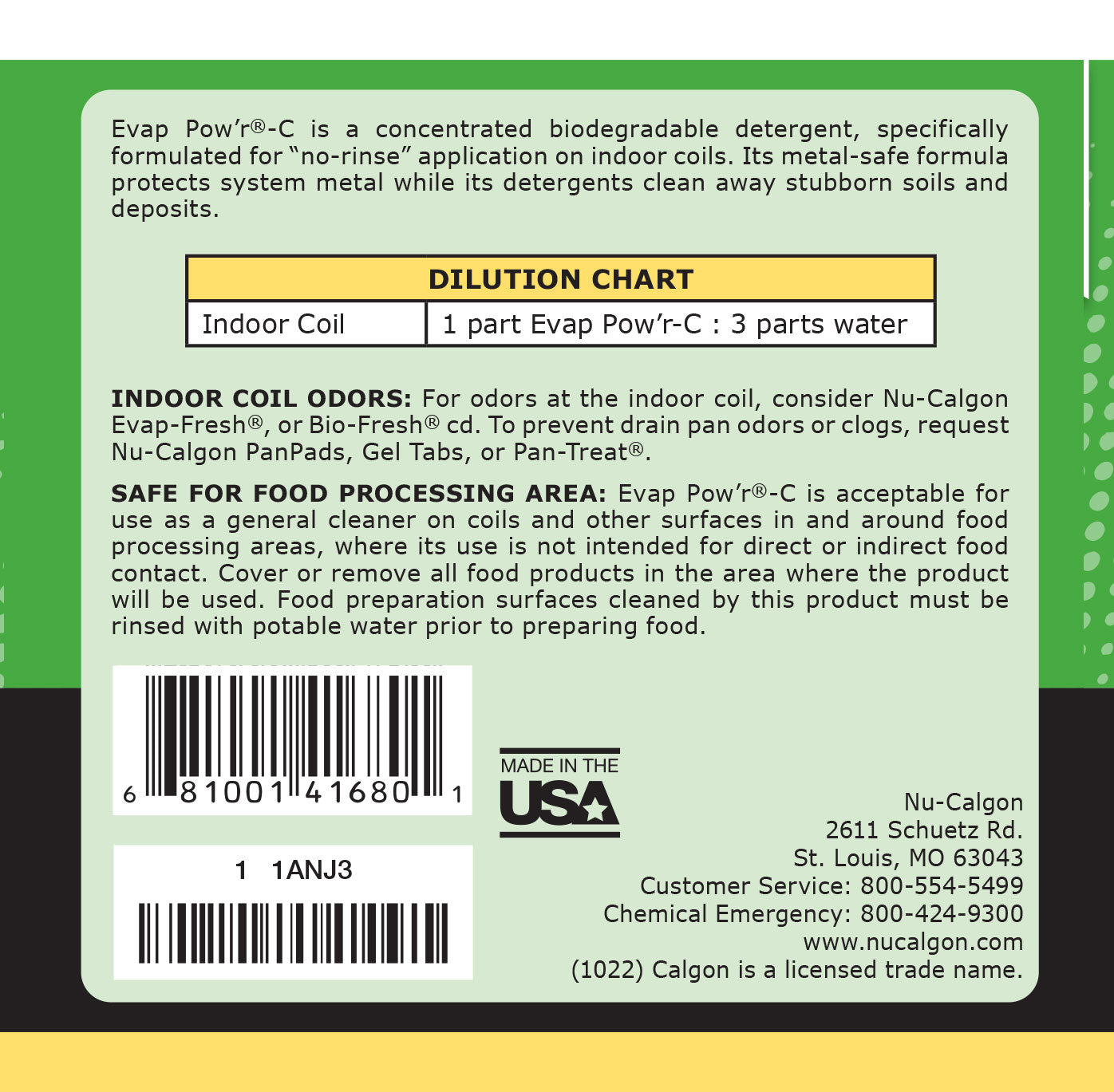 4168-08 - Evap Pow'r No Rinse Coil Cleaner - 1 Gallon