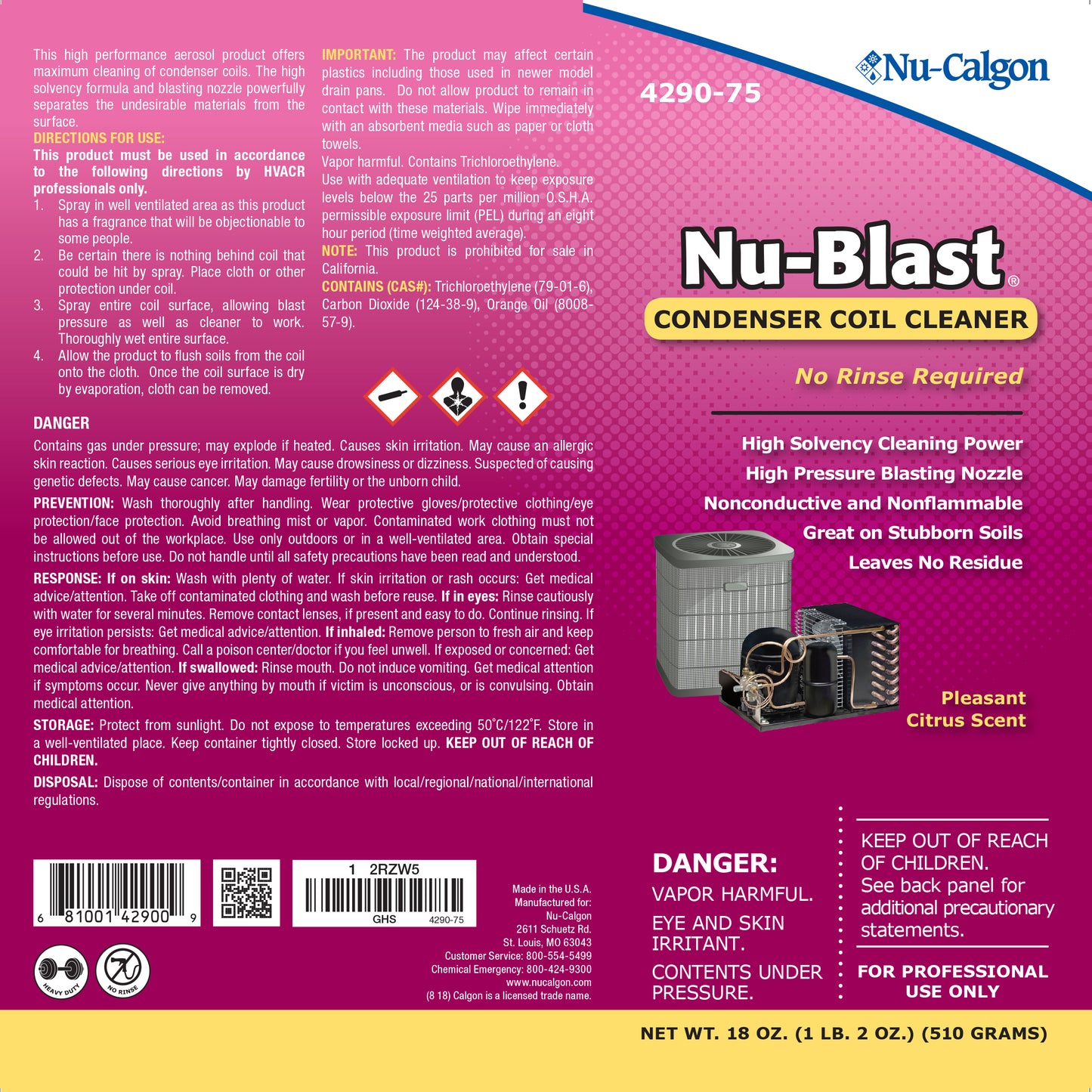 4290-75 - Nu-Blast Condenser Coil Cleaner - 18 oz