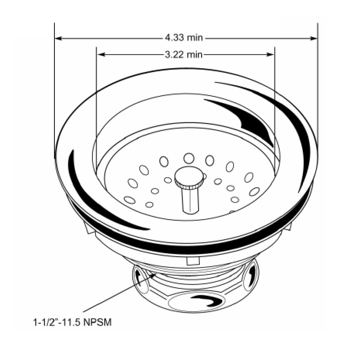 16BN - Dearborn Brass 16 Commercial Grade Deep Cup Sink Strainer for 4" Sink Drains