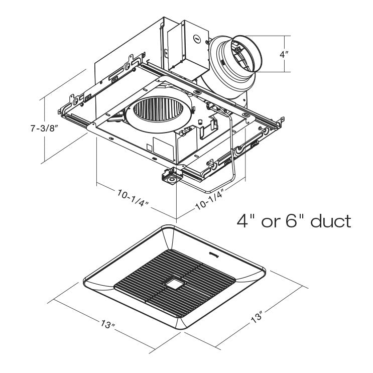 Panasonic FV-0511VQCL1 - WhisperSense DC Fan/LED Light, 50-80-110 CFM