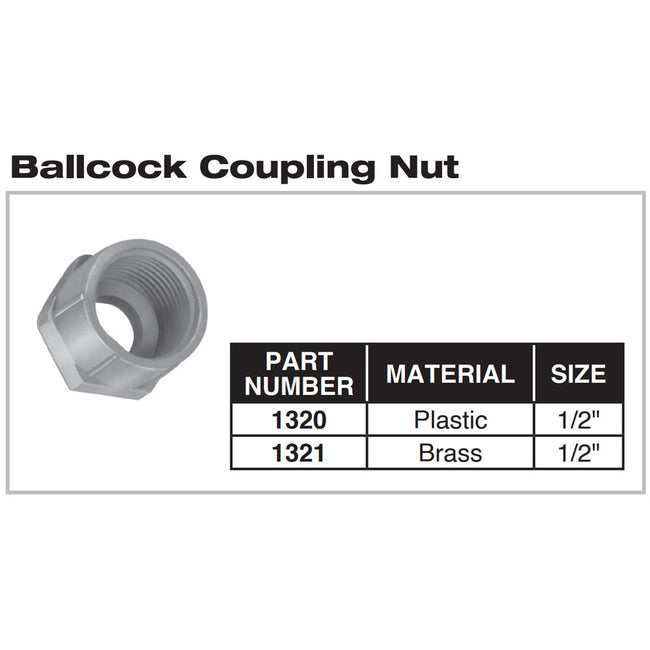 1320 - 1/2" Plastic Ballcock Coupling Nut