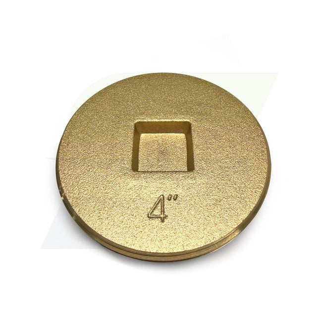 Brass Countersunk Square Southern Code Cleanout Plug - 4"
