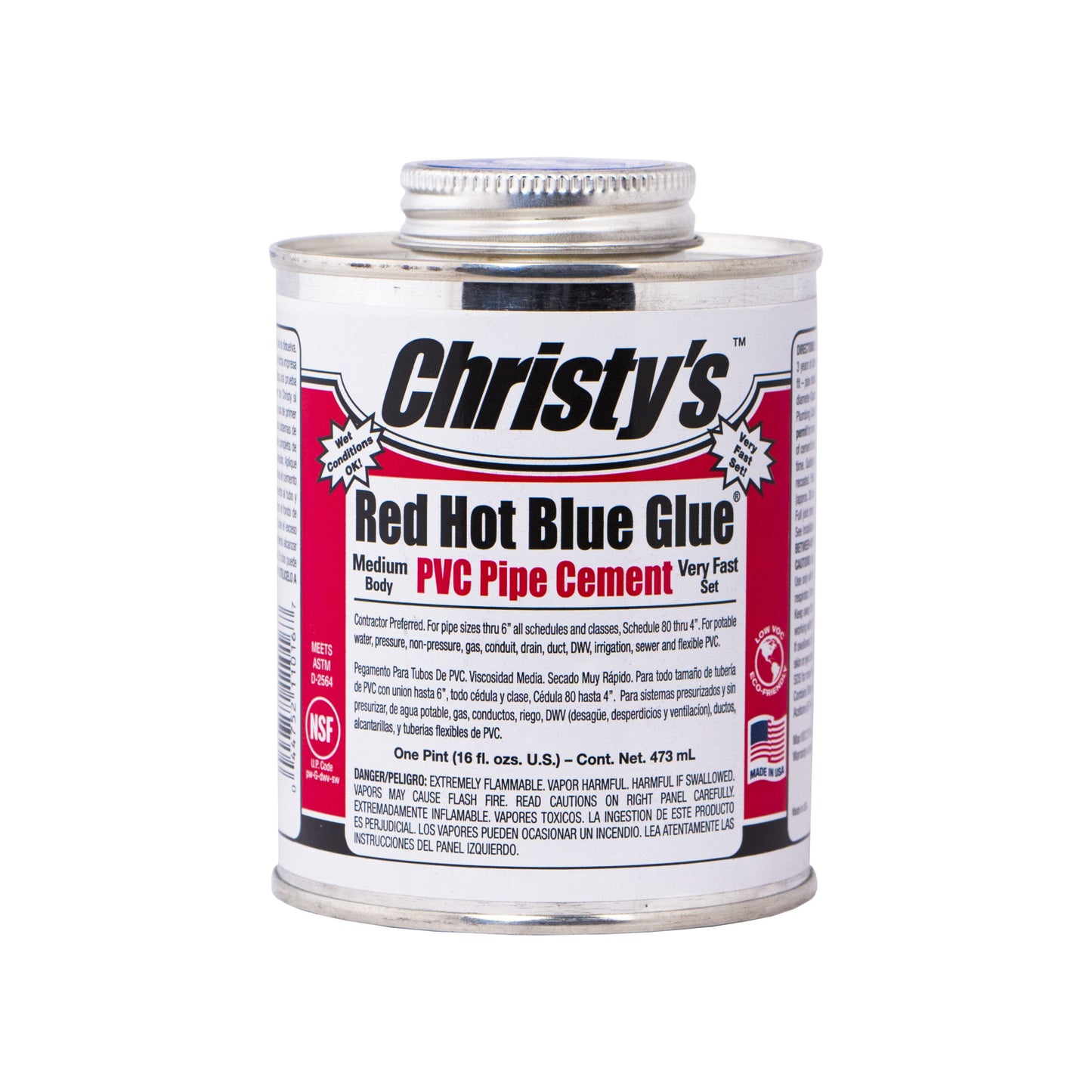505199 - Christy's Red Hot Blue Glue PVC Cement - Low VOC - 1 Pint