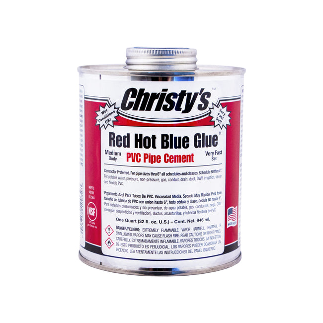 505201 - Christy's Red Hot Blue Glue PVC Cement - Low VOC - 1 Quart