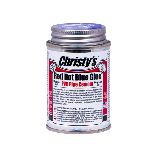 505200 - Christy's Red Hot Blue Glue PVC Cement - Low VOC - 1/4 Pint