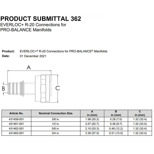 431461-001  - 1/2" EVERLOC+ Nickel Plated Manifold Outlet Connection