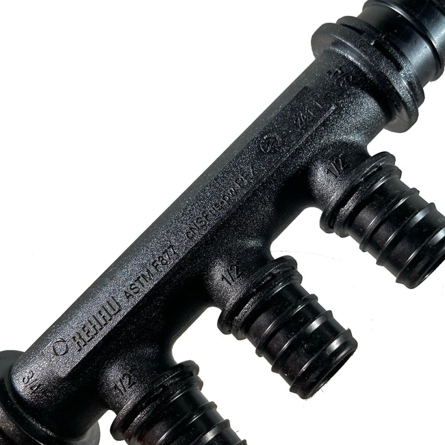 104870-001 - 3/4"x 3/4" Inlets, (3) 1/2" Outlets, EVERLOC+ Polymer Flow-through Multi-port Tee