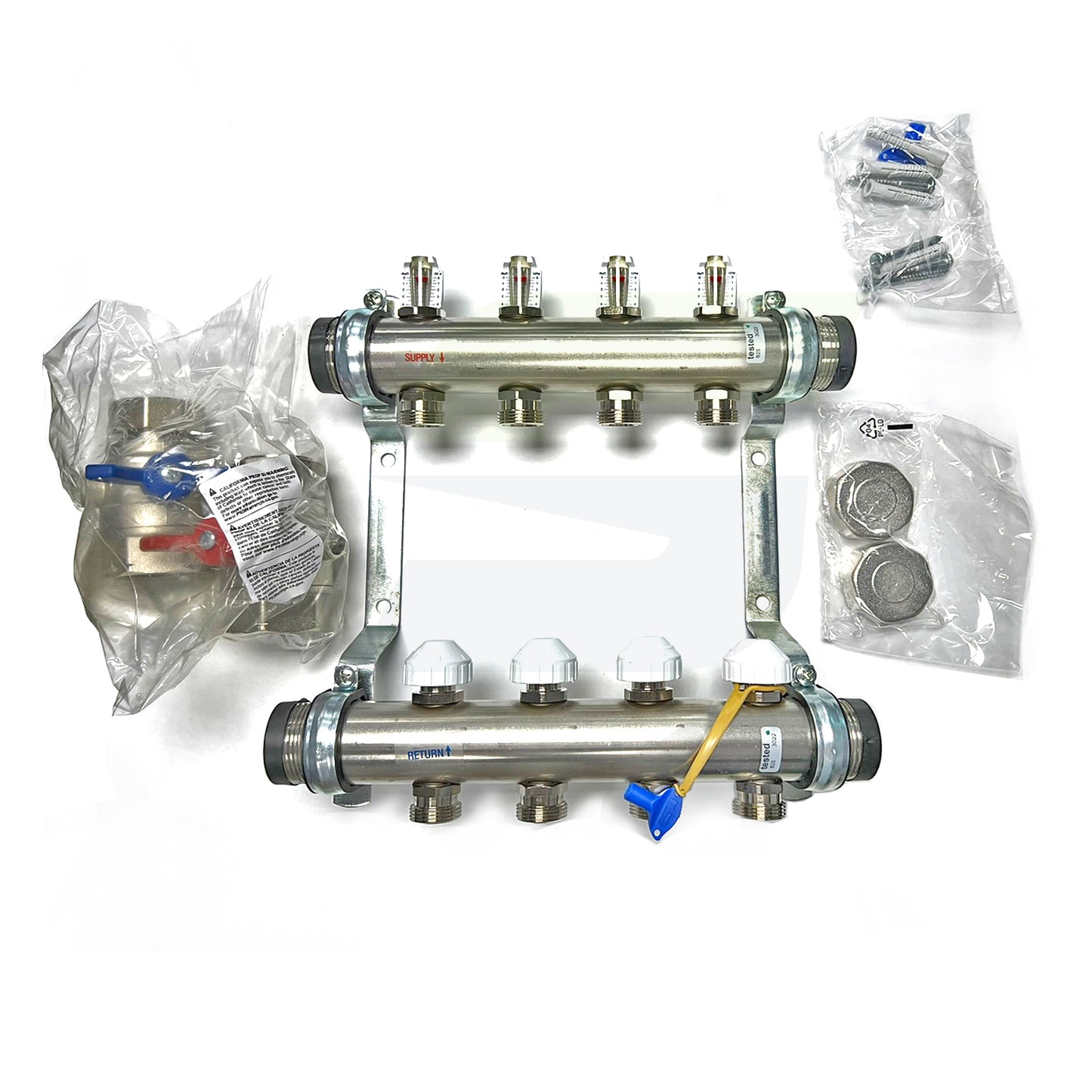 343375-001 - PRO-BALANCE 1-1/4" Stainless Steel Manifold With Gauges - 4 Outlet