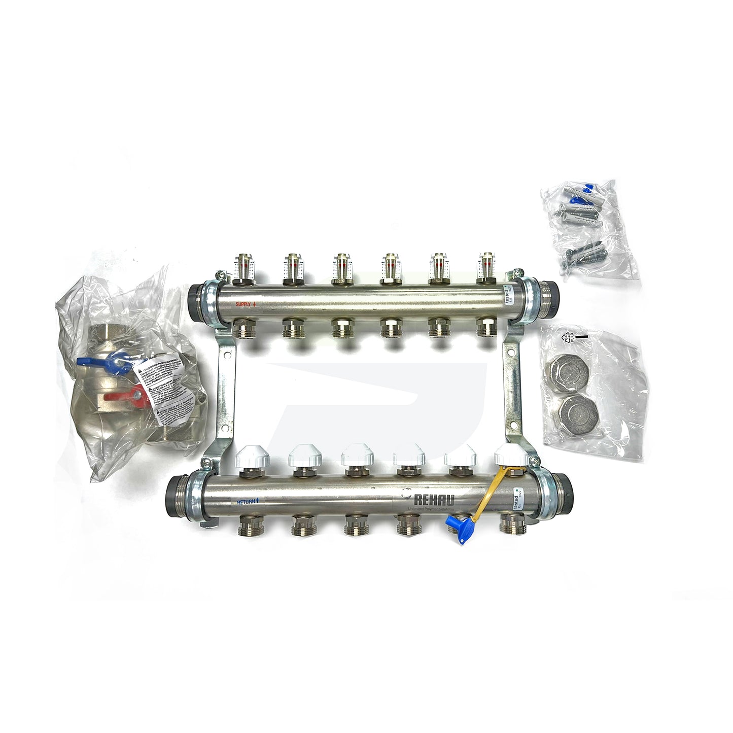 343377-001 - PRO-BALANCE 1-1/4" Stainless Steel Manifold With Gauges - 6 Outlet