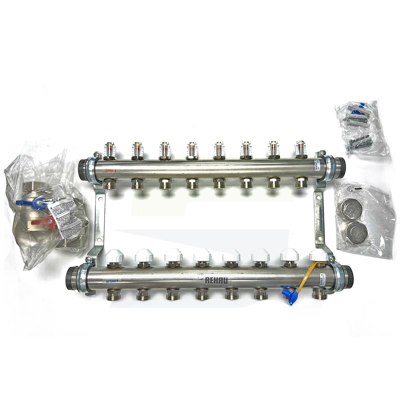 343379-001 - PRO-BALANCE 1-1/4" Stainless Steel Manifold With Gauges - 8 Outlet