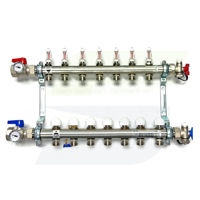 381107-001 - PRO-BALANCE 1" Stainless Steel Manifold With Gauges - 7 Outlet