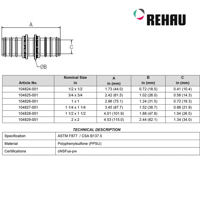 104828-001 - 1-1/2" x 1-1/2" EVERLOC+ Polymer Coupling