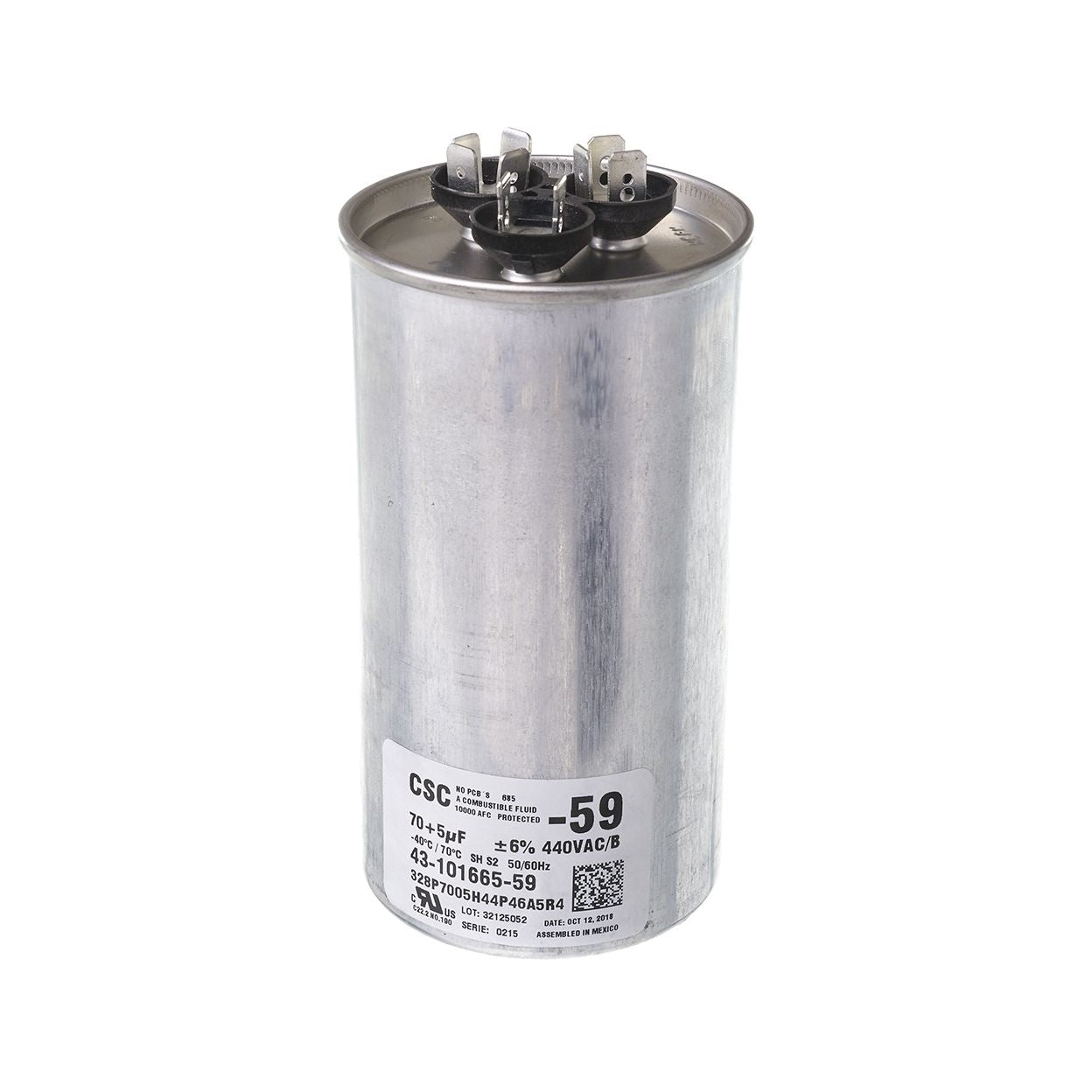 43-101665-59 - Dual Round Capacitor - 70/5 UF - 440V