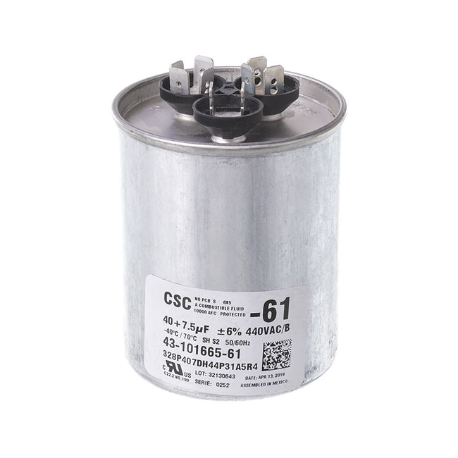 43-101665-61 - Dual Round Capacitor - 40/7.5 UF - 440V