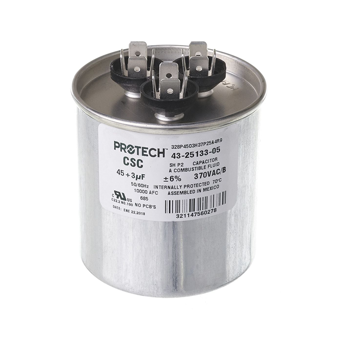 43-25133-05 - Dual Round Capacitor - 45/3 UF - 370V