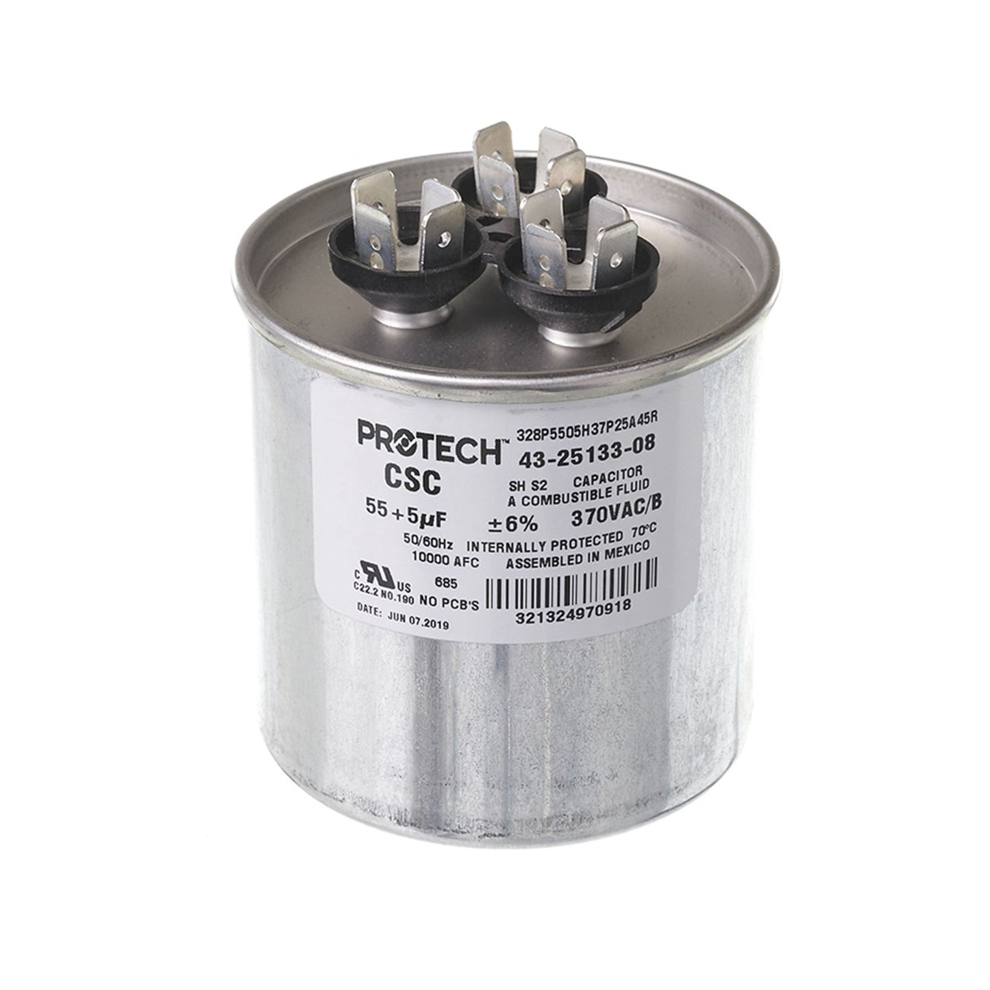 43-25133-08 - Dual Round Capacitor - 55/5 UF - 370V
