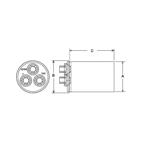 43-25133-17 - Dual Round Capacitor - 55/5 UF - 440V