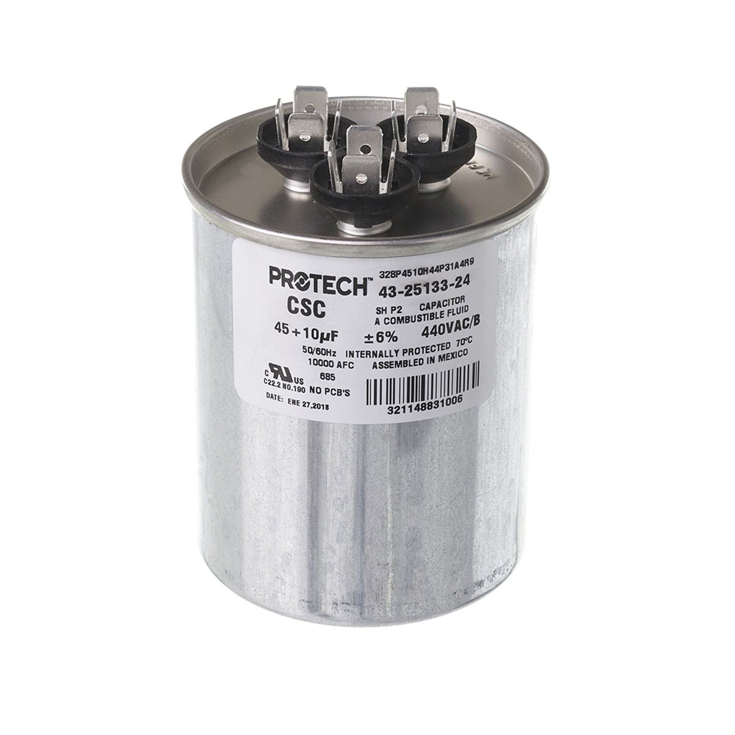 43-25133-24 - Dual Round Capacitor - 45/10 UF - 440V