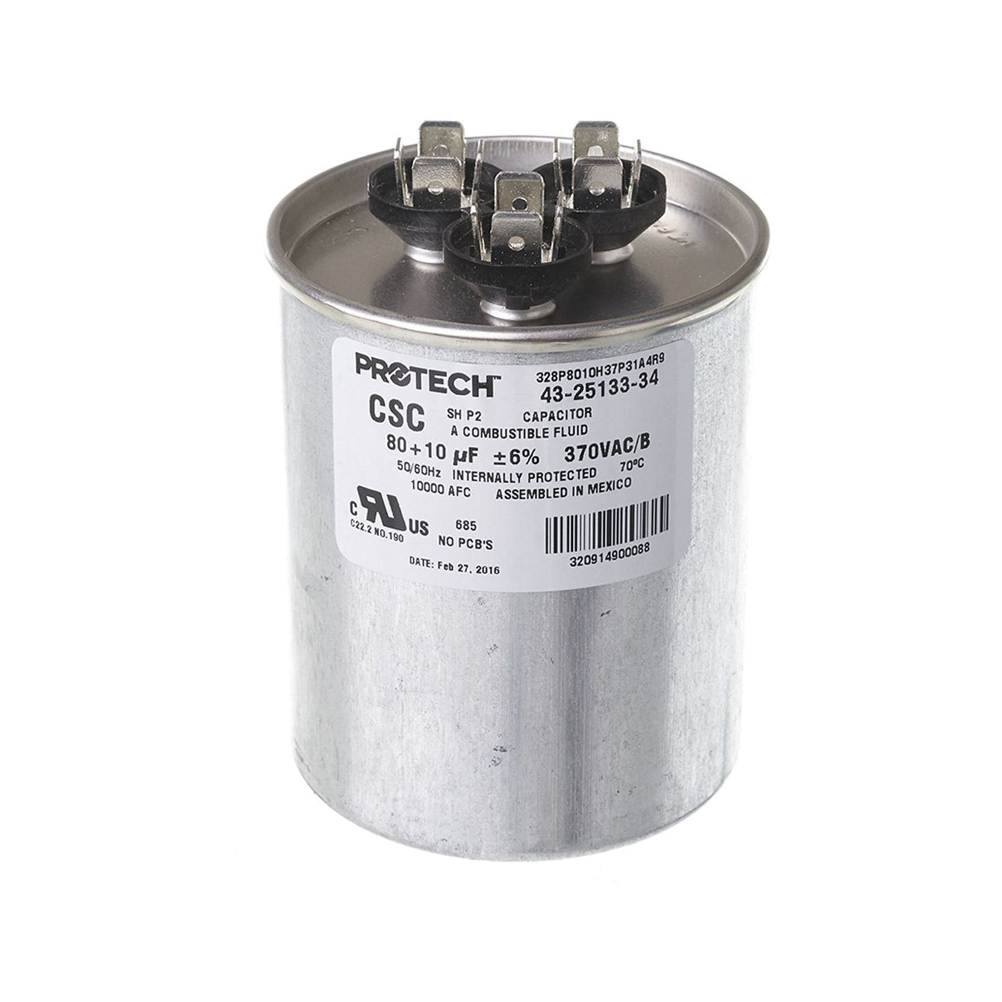 43-25133-34 - Dual Round Capacitor - 80/10 UF - 370V