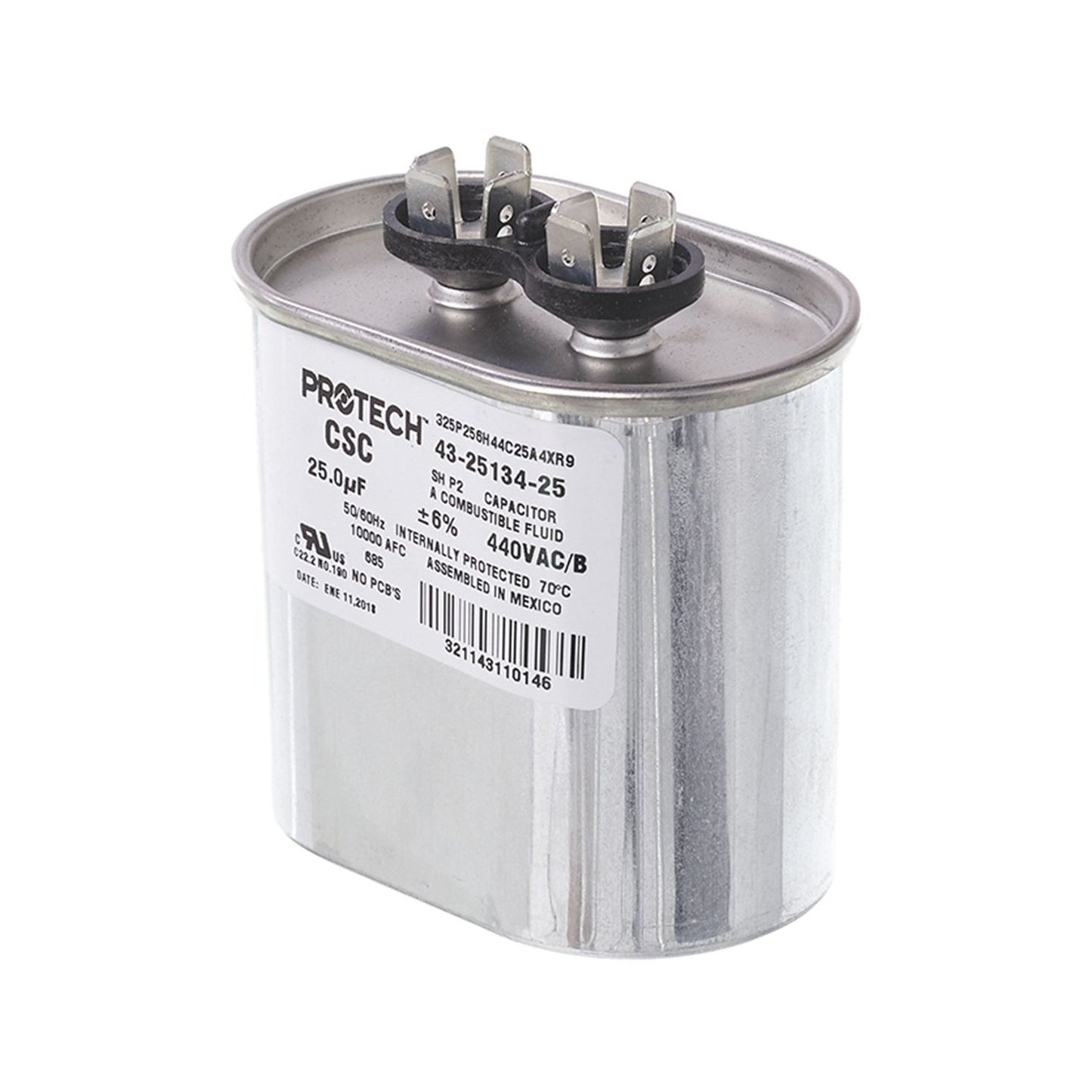 43-25134-25 - Single Oval Capacitor - 25 UF - 440V