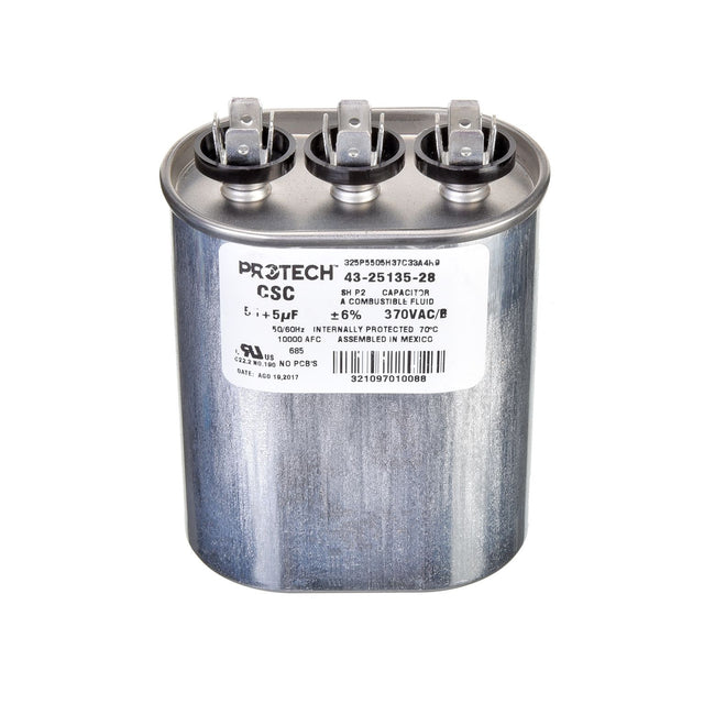 43-25135-28 - Dual Oval Capacitor - 55/5 UF - 37043-25135-28
