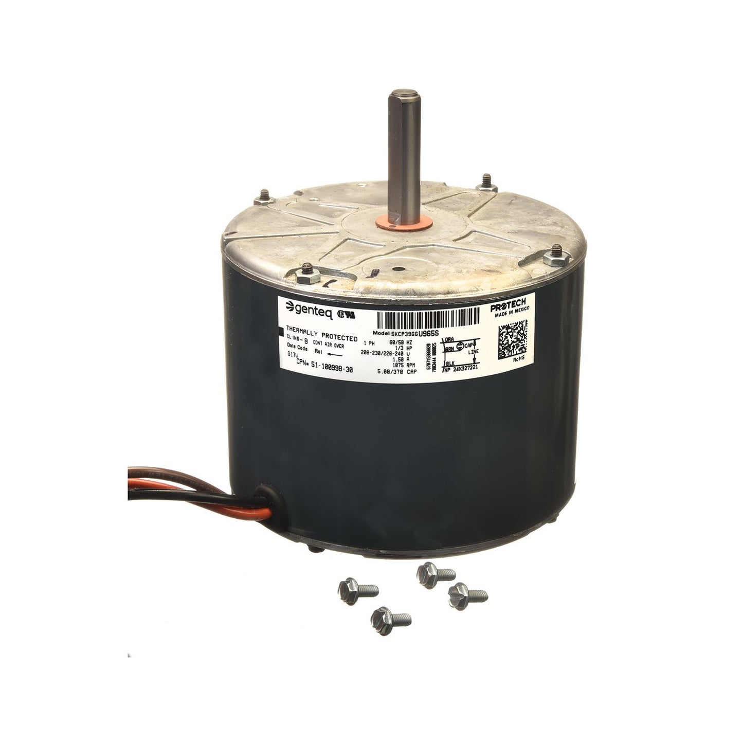 51-100998-30 - 1/3 HP Condenser Motor - 1 Phase - 1 Speed - 1075 RPM - 230V
